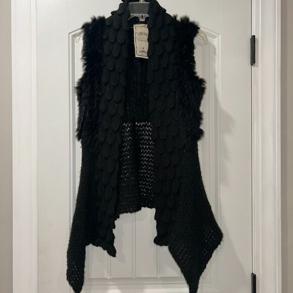 Vintage Black Fur Vest Women's Medium - Picture 1 of 6